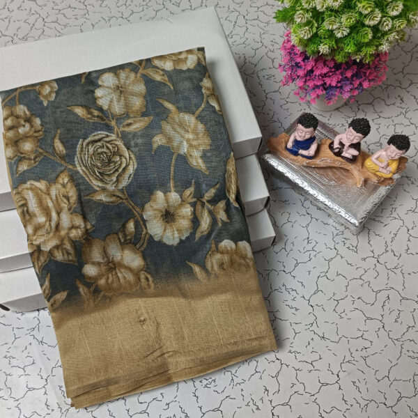 Trendy Pure Linen Cotton Sarees - Image 35