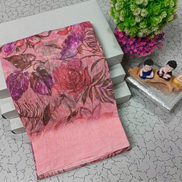 Trendy Pure Linen Cotton Sarees - Image 40