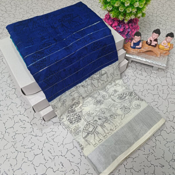 Trendy Pure Linen Cotton Sarees - Image 5